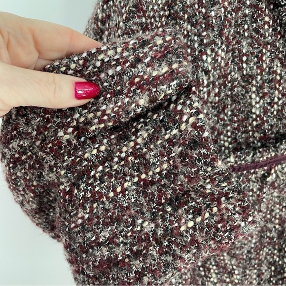 Talbots Vintage Wool Blend Snap Maroon Tweed Boucle Knit Long Sleeve Jacket - Picture 2 of 11